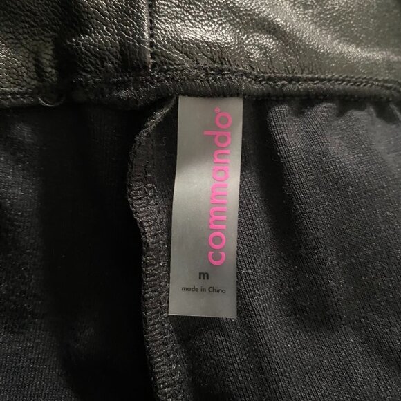 Commando Jogger Pants Faux Leather Medium Black Solid Stretch PT-2038 - Picture 7 of 8